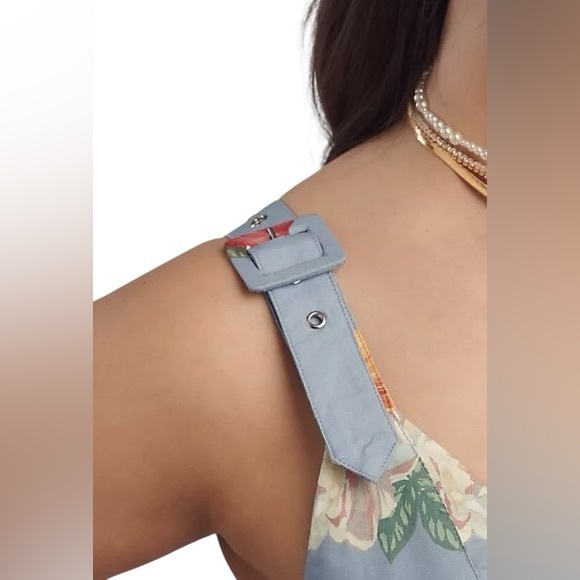 NWT - Anthropologie Maeve Scoop-Neck Printed Cotton Mini Dress in Blue Size M - Picture 4 of 6